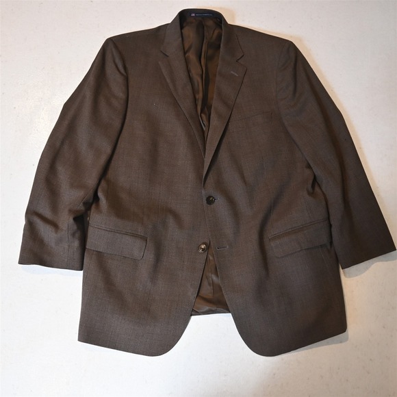 Hart Schaffner Marx 46R Brown Birdseye Wool USA Blazer Suit Jacket Sport Coat